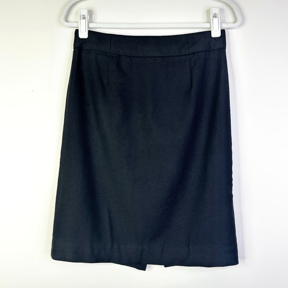 J Crew Pencil Skirt Women 4 Black Super 120's Wool Lined Corpcore Knee Length